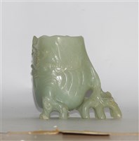 白玉樹根枝筆筒藏品圖，第1張