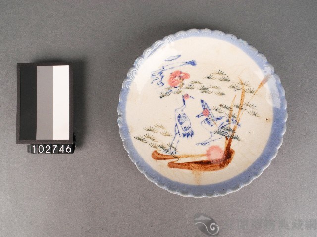 彩繪松鶴紋盤藏品圖，第1張