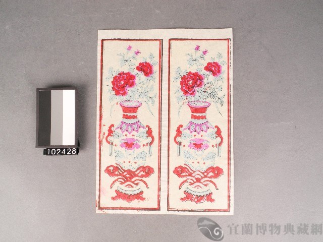 槅扇門-富貴平安套色版畫藏品圖，第1張