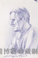 男子側寫原子筆素描藏品圖，第1張