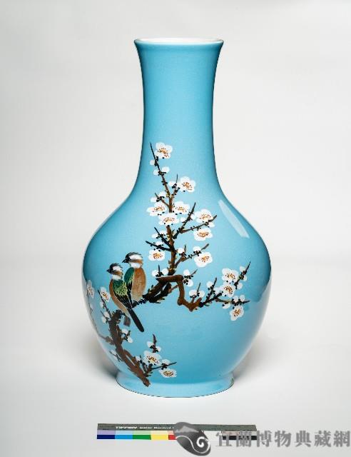 北投藍釉花鳥瓶藏品圖，第1張