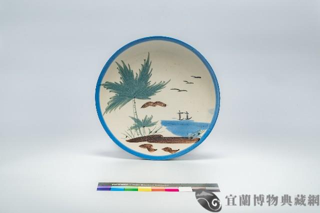 鶯歌手繪椰子山水盤藏品圖，第1張