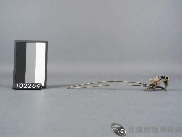 銅銀錯花鳥髮簪藏品圖，第1張