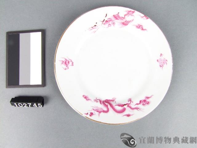 紅彩龍鳳紋盤藏品圖，第1張