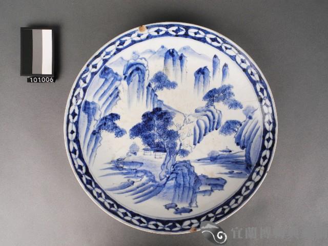 青花山水紋盤藏品圖，第1張