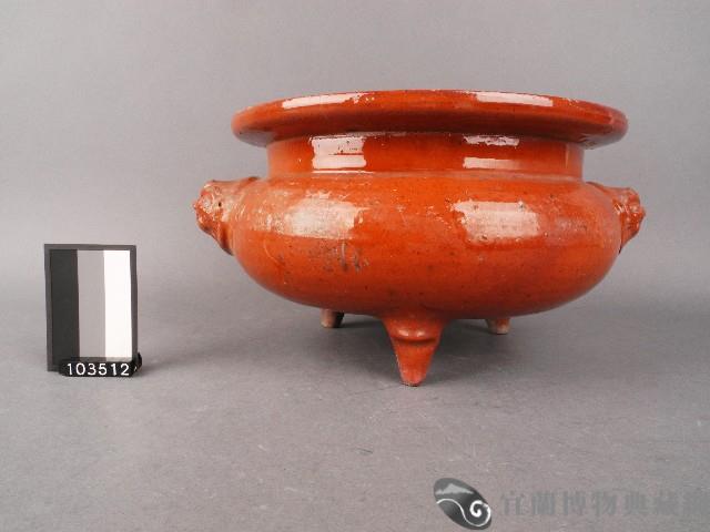 赤釉磚胎獅頭香爐藏品圖，第1張