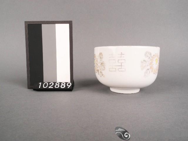 彩繪花卉囍字杯藏品圖，第1張