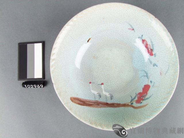 彩繪花卉鶴紋碗藏品圖，第1張