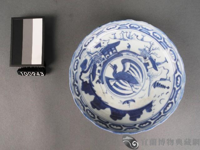 青花樓閣鳥紋碗藏品圖，第1張