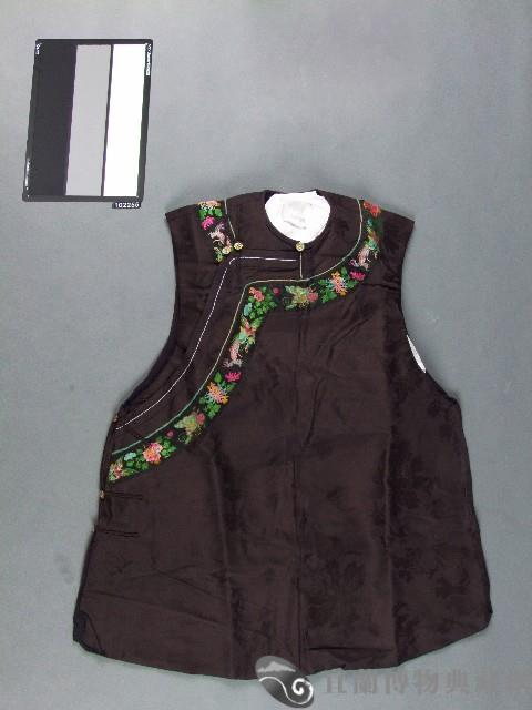 黑褐色提花緞女背心藏品圖，第1張