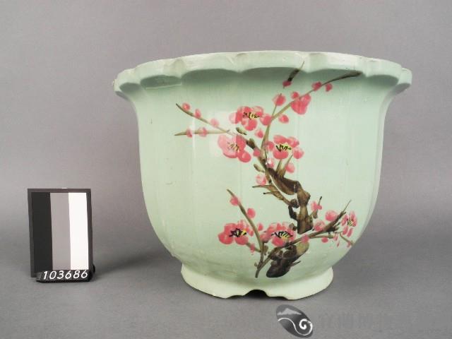 綠地花卉紋花盆藏品圖，第1張