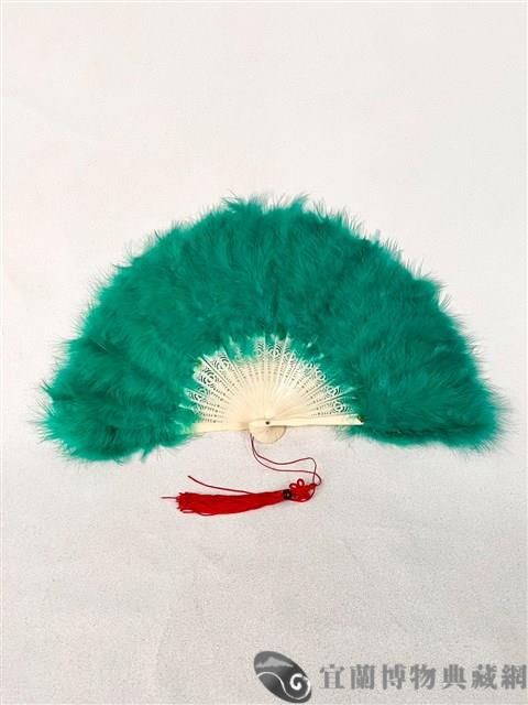 綠羽毛摺扇藏品圖，第1張