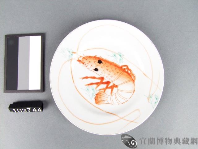紅彩蝦紋盤藏品圖，第1張