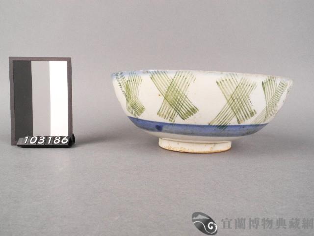 藍綠彩線紋碗藏品圖，第1張