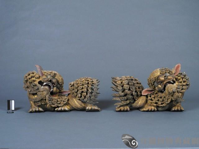 木雕貼金獅子藏品圖，第1張