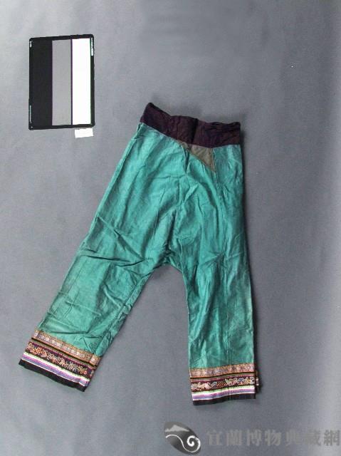 綠彩織錦緞合褲藏品圖，第1張