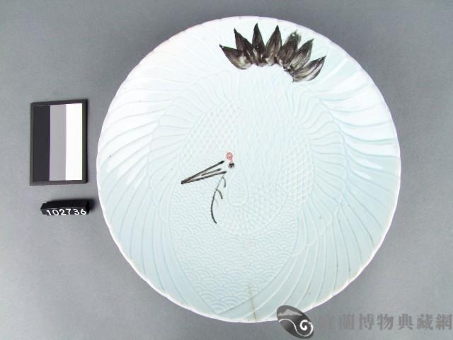 紅黑彩鶴紋盤藏品圖，第1張