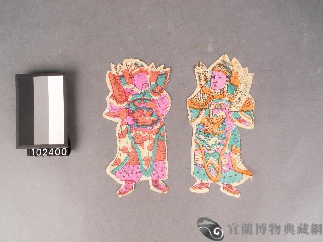 燈座門神套色版畫藏品圖，第1張