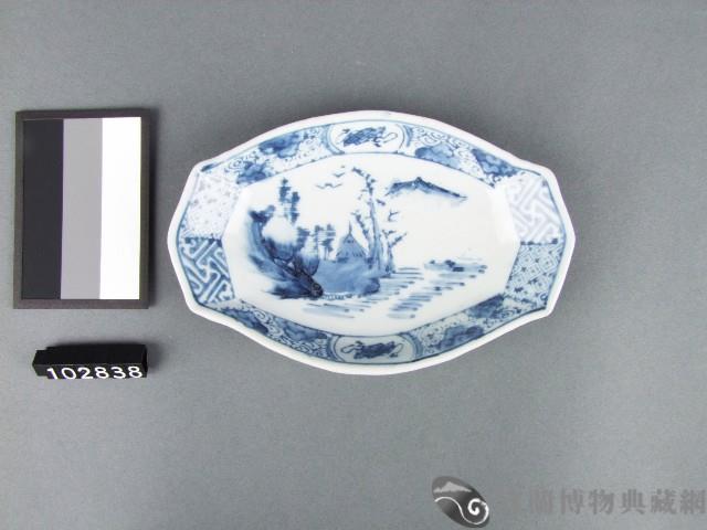 青花山水吉祥紋碟藏品圖，第1張