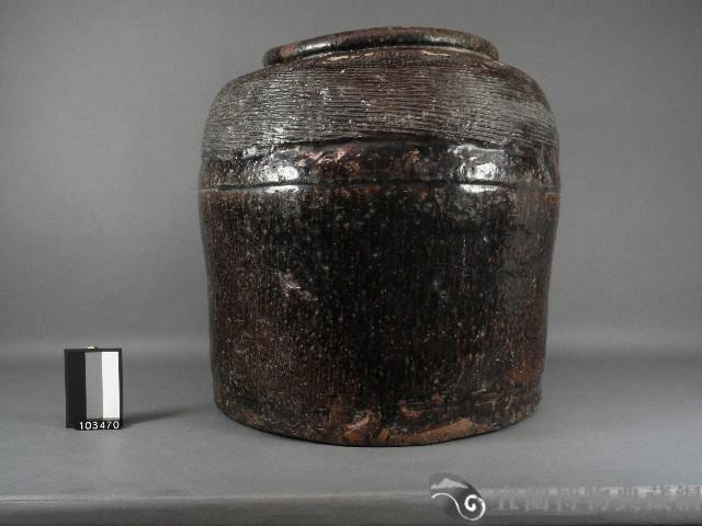 褐釉線紋甕藏品圖，第1張