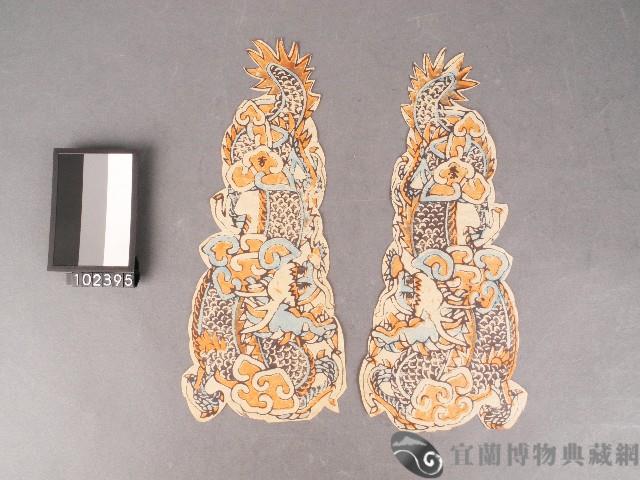 燈座龍柱-雙龍套色版畫藏品圖，第1張