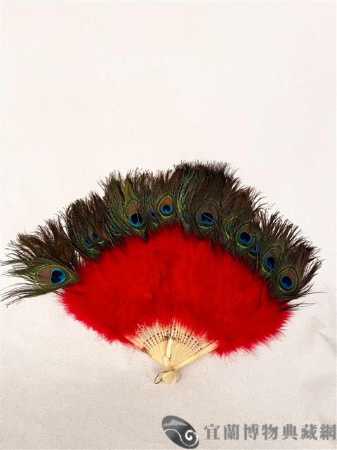 孔雀粉紅羽毛摺扇藏品圖，第1張