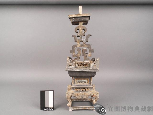 錫製壽字燭台藏品圖，第1張