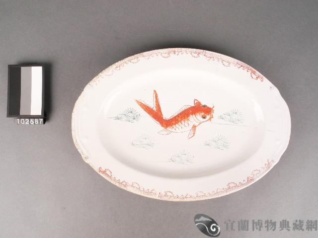 紅綠彩鯉魚紋盤藏品圖，第1張