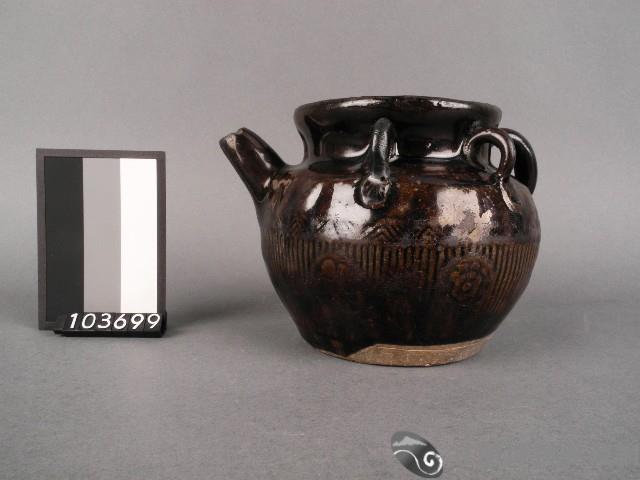 褐釉五耳髮油壺藏品圖，第1張