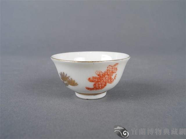 金紅彩松壽字杯藏品圖，第4張