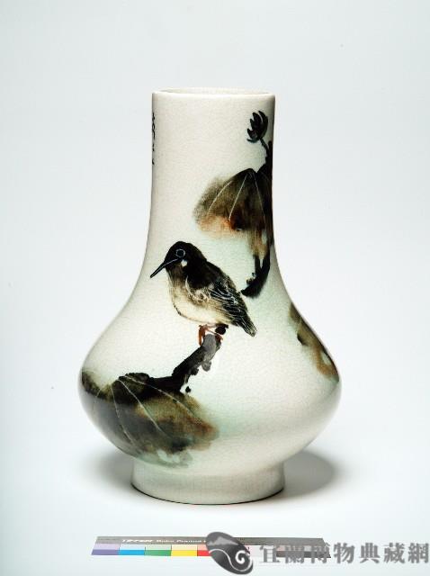 龍門手繪荷花鳥紋瓶藏品圖，第2張