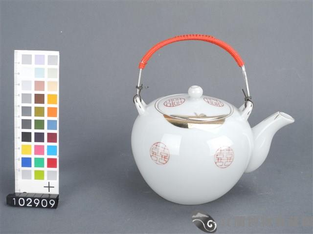 金紅彩囍字茶壺藏品圖，第2張