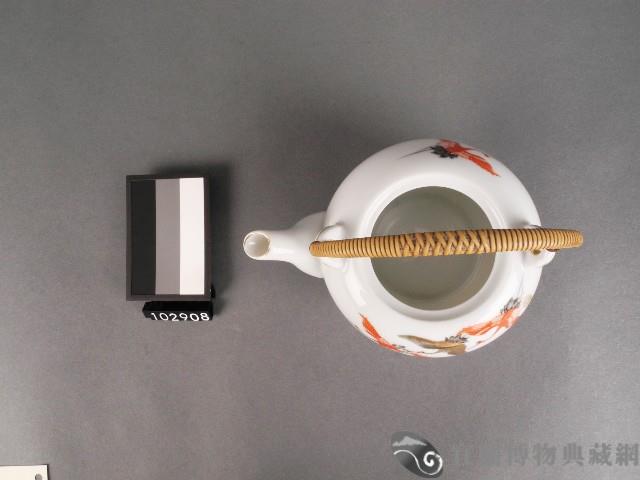 金紅彩鶴紋茶壺藏品圖，第2張