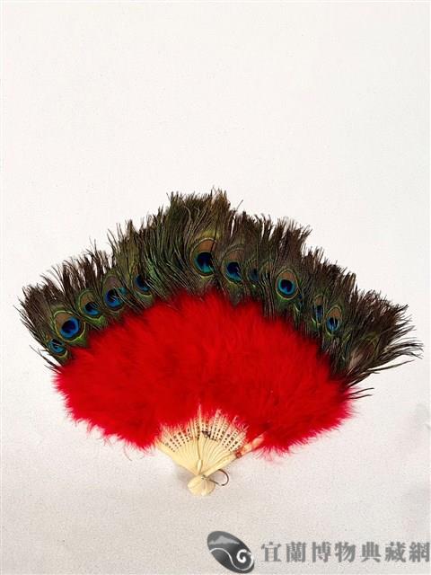 孔雀粉紅羽毛摺扇藏品圖，第2張