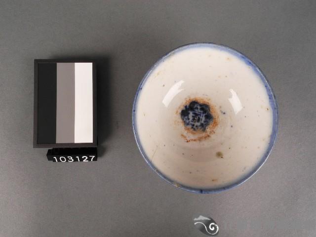 藍綠彩線紋福字碗藏品圖，第2張