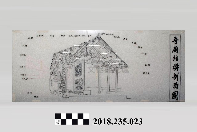 寺廟結構剖面圖藏品圖，第1張